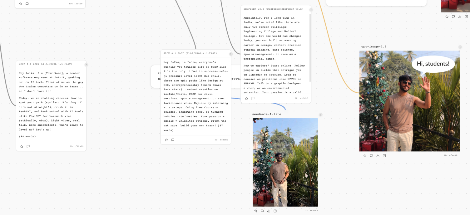 Final Ooha interface design with unified spatial canvas